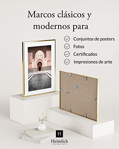 Heimlich Paquete Doble (2 pcs.) Marcos de Aluminio - con plexiglás inastillable - DIN A3 (30x42cm) Oro