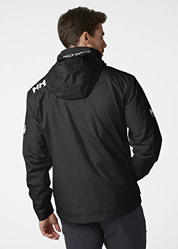 Helly Hansen Crew Hooded Midlayer - Chaqueta Impermeable, Cortavientos y Transpirable, con Forro Polar y Capucha Integrados, Hombre, Negro (990 Black), M