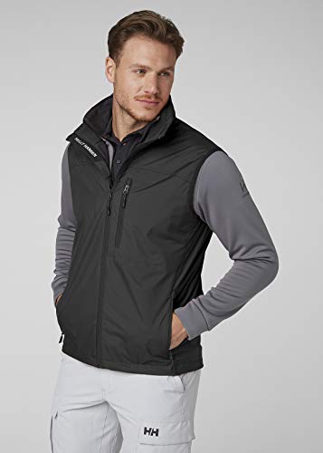 Helly Hansen Crew Vest Chaleco Marino con Forro Polar Interior para Hombres, Impermeable y diseñado para Cualquier Actividad Casual o Deportiva, Negro, L