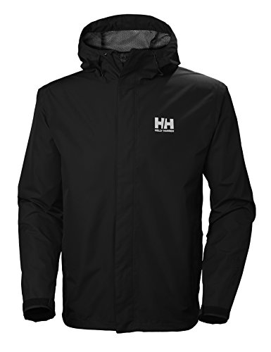 Helly Hansen Seven J Chaqueta Impermeable con Forro de Secado rápido, Cortaviento y Transpirable para Hombre y para Uso Diario, Negro, M