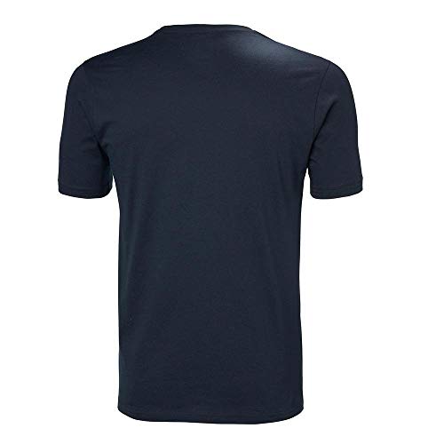 Helly Hansen T-Shirt Camiseta de Manga Corta Hecha de algodón, con Logo HH en el Pecho, Azul Marino, L para Hombre