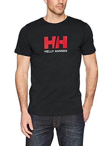 Helly Hansen T-Shirt Camiseta de Manga Corta Hecha de algodón, con Logo HH en el Pecho, Azul Marino, L para Hombre