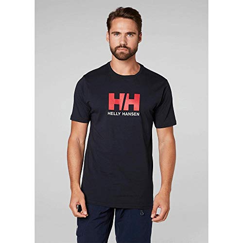 Helly Hansen T-Shirt Camiseta de Manga Corta Hecha de algodón, con Logo HH en el Pecho, Azul Marino, L para Hombre