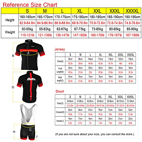 Hengxin Maillot Ciclismo Corto De Verano para Hombre, Ropa Culote Conjunto Traje Culotte Deportivo con 9D Almohadilla De Gel para Bicicleta MTB Ciclista Bici (Rojo, L)