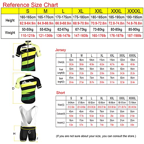 Hengxin Maillot Ciclismo Corto De Verano para Hombre, Ropa Culote Conjunto Traje Culotte Deportivo con 9D Almohadilla De Gel para Bicicleta MTB Ciclista Bici (Verde, XXXXL)