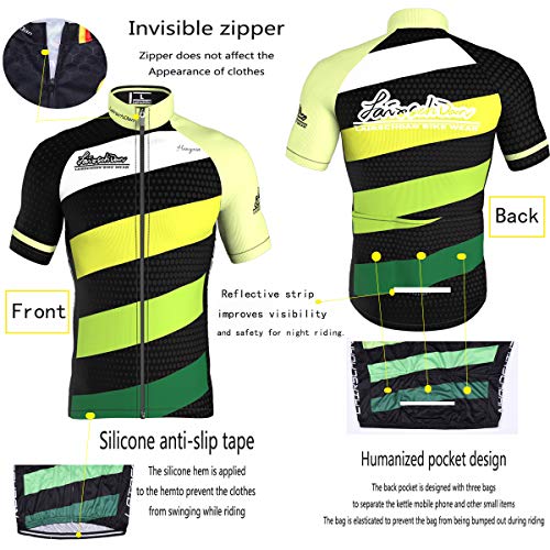 Hengxin Maillot Ciclismo Corto De Verano para Hombre, Ropa Culote Conjunto Traje Culotte Deportivo con 9D Almohadilla De Gel para Bicicleta MTB Ciclista Bici (Verde, XXXXL)