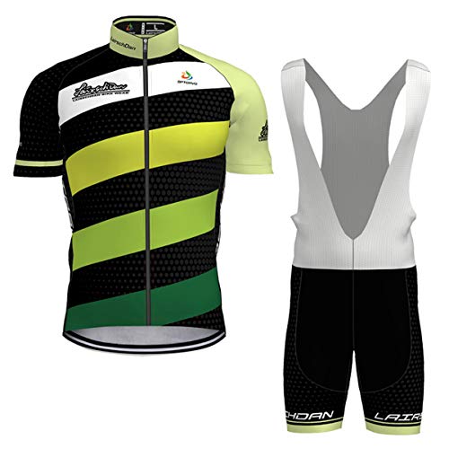 Hengxin Maillot Ciclismo Corto De Verano para Hombre, Ropa Culote Conjunto Traje Culotte Deportivo con 9D Almohadilla De Gel para Bicicleta MTB Ciclista Bici (Verde, XXXXL)