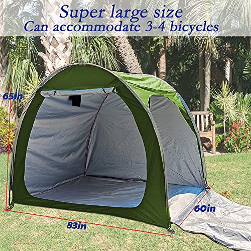 HERAHQ Carpa Guardar Bicicletas para 4 Bicicletas, Carpa Impermeable para Bicicletas Jardín, Cubierta Bicicletas Al Aire Libre, Cobertizo Cubierta Plegable para Lluvia Cuevas Scooter,Verde