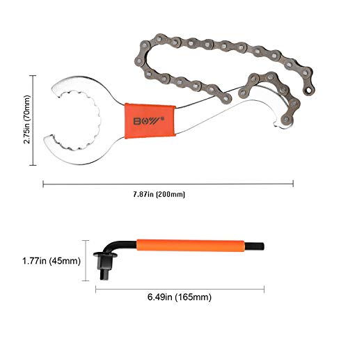 Herramienta de extracción de casetes de bicicleta con látigo de cadena + llave auxiliar + extracción de anillo de bloqueo del rotor + removedor de piñón