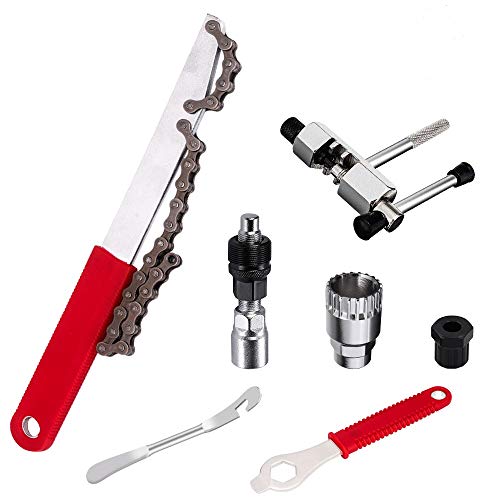 Herramienta de Extracción de Cassette de Bicicleta, Llave de Cadena para Bicicleta, Látigo de Cadena, Extractor de Bielas, Extractor de Ejes de Pedalier, Cortador de Cadena, Remover de Rueda Libre