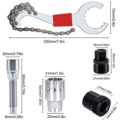 Herramienta de Extracción de Cassette de Bicicleta Llave de Cadena para Bicicleta Látigo de Cadena Extractor de Bielas Extractor de Ejes de Pedalier Remover de Rueda Libre para Casette de Bici