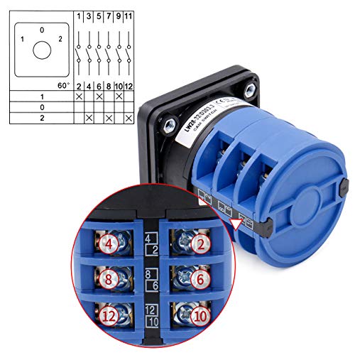 Heschen - Conmutador selector rotativo de levas universal LW28-32/D303.3 660 V 32 A, 3 posiciones, 3 fases, 12 terminales, CE