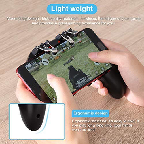 HEYSTOP AK66 PUBG Controlador de Dispositivo Móvil [Upgraded Version/Six-Finger Operation] Controlador Móvil Ajustable de Mano Smart Phone Gamepad para iOS y Android Varios Juegos (4 disparadores)