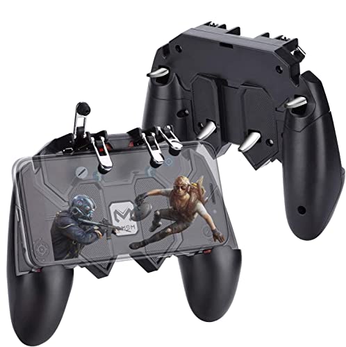 HEYSTOP AK66 PUBG Controlador de Dispositivo Móvil [Upgraded Version/Six-Finger Operation] Controlador Móvil Ajustable de Mano Smart Phone Gamepad para iOS y Android Varios Juegos (4 disparadores)