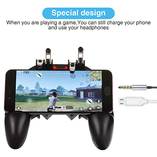 HEYSTOP AK66 PUBG Controlador de Dispositivo Móvil [Upgraded Version/Six-Finger Operation] Controlador Móvil Ajustable de Mano Smart Phone Gamepad para iOS y Android Varios Juegos (4 disparadores)