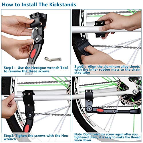 HHOOMY Soporte de Bicicleta Soporte de aleación de Aluminio con Soporte Lateral Ajustable para Bicicleta con Cierre Oculto con Resorte, para Bicicleta con diámetro de Rueda de 24-27 Pulgadas