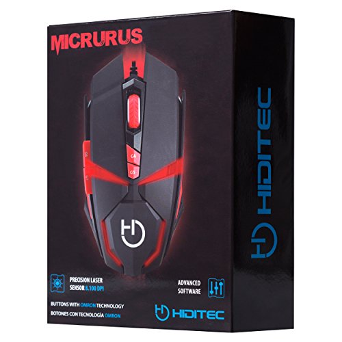 Hiditec Ratón Gaming Alámbrico Micrurus RGB - Sensor Profesional AVAGO A9800 8.100 dpi | Tecnología Gamer OMRON | Ordenador PC - Portátil | Fabricante Español | Incluye Garantía de 2 años