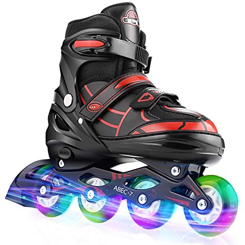 Hikole Patines en Línea para Niñas y Niños Patines 4 Ruedas Ajustable con Luz Tamaño 29-41 per Niños y Adulto(M,34-37)