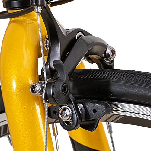 Hiland Bicicleta de carretera 700c de acero City Commuter con 14 velocidades, color amarillo