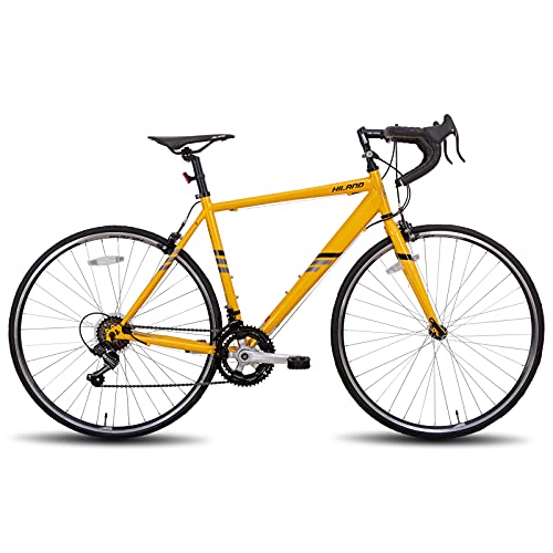 Hiland Bicicleta de carretera 700c de acero City Commuter con 14 velocidades, color amarillo