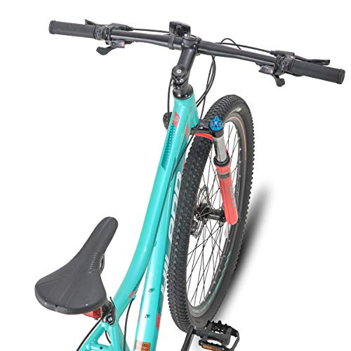 Hiland Bicicleta de montaña de 26, 27,5 Pulgadas, Cuadro de Aluminio, 24 velocidades, Disco Dual con Horquilla de suspensión Lock-out para Mujeres, Color Verde Menta…