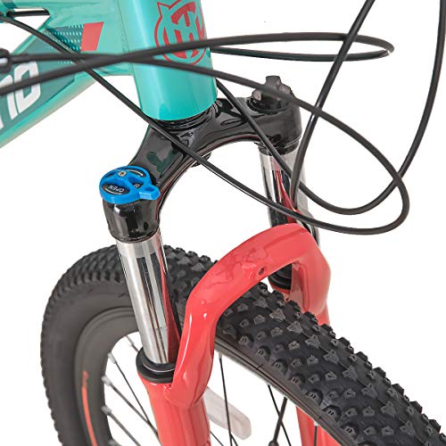 Hiland Bicicleta de montaña de 26, 27,5 Pulgadas, Cuadro de Aluminio, 24 velocidades, Disco Dual con Horquilla de suspensión Lock-out para Mujeres, Color Verde Menta…