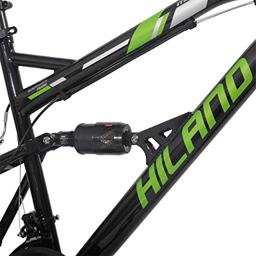 HILAND Bicicleta de montaña de 26 pulgadas con suspensión completa con freno de disco para hombres, mujeres, niños y niñas, 21 velocidades Shimano, color negro