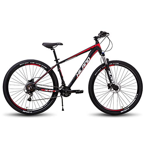 Hiland Bicicleta de montaña de Aluminio de 29 Pulgadas, 16 velocidades con desviador Shimano Lock-out, Horquilla de suspensión, Freno de Disco hidráulico, Marco de 431mm y 482mm…