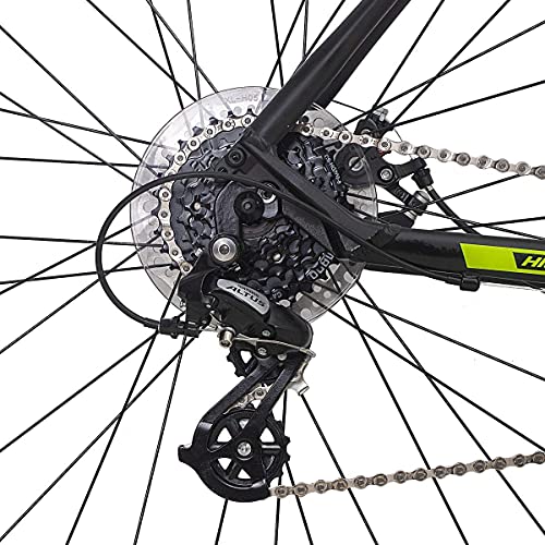 Hiland Bicicleta híbrida 700c con Cuadro de Aluminio Shimano 24 velocidades Velocidad Lock-out, Horquilla de suspensión con Freno de Disco…