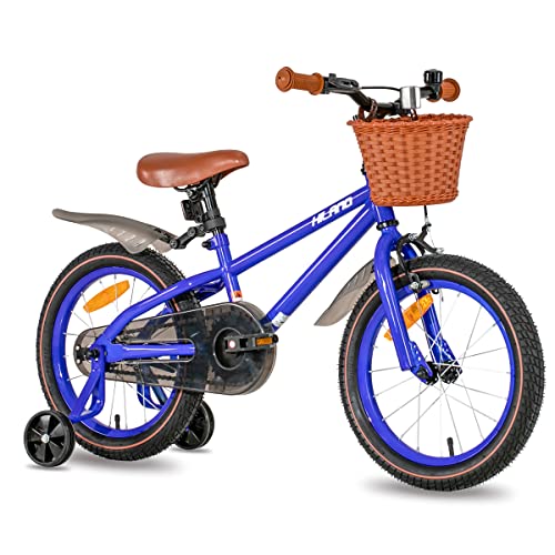 HILAND Bicicleta Infantil de 14 Pulgadas de ins Star, para niñas de 3 a 6 años, con Ruedas de Apoyo, Freno de Mano y Freno de contrapedal, Color Azul…
