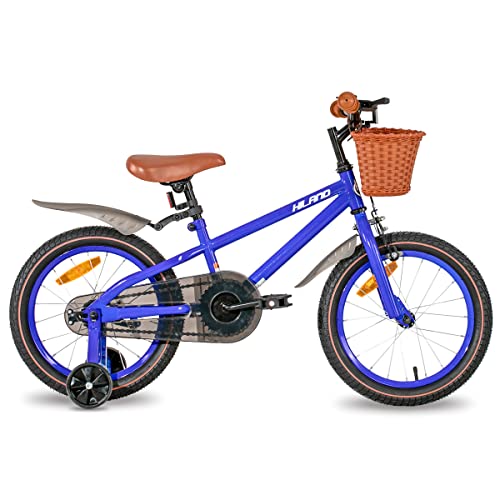 HILAND Bicicleta Infantil de 14 Pulgadas de ins Star, para niñas de 3 a 6 años, con Ruedas de Apoyo, Freno de Mano y Freno de contrapedal, Color Azul…