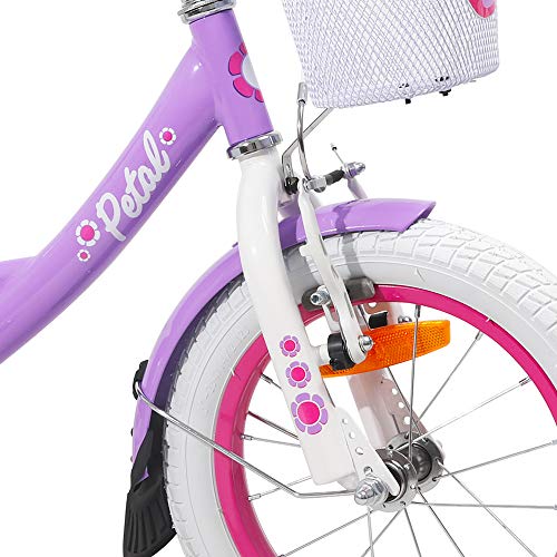 Hiland Bicicleta Infantil para niña de 2 años, con Cesta, Ruedas de Apoyo, Freno de Mano y Freno de contrapedal, Color Morado…