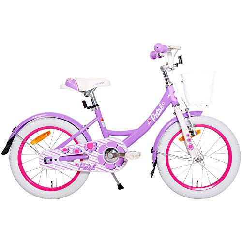 Hiland Bicicleta Infantil para niña de 2 años, con Cesta, Ruedas de Apoyo, Freno de Mano y Freno de contrapedal, Color Morado…