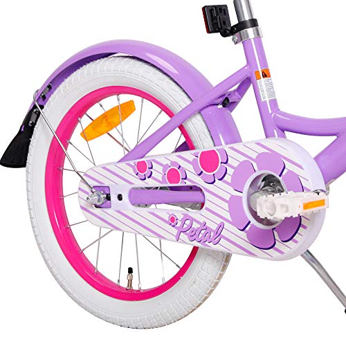 Hiland Bicicleta Infantil para niña de 3 años con Cesta, Ruedas de Apoyo, Freno de Mano y Freno de contrapedal, Color Morado…