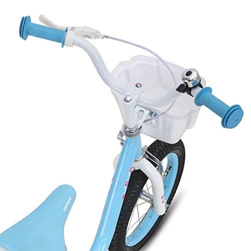 Hiland Bicicleta infantil para niños y niñas a partir de 3, 4, 5, 6 años, Space Shuttle bicicleta de 14 pulgadas, ruedas de apoyo, color lila, rosa y azul