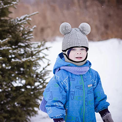 Hileyu Sombreros de invierno para niños Pasamontañas para Niño Niña niño de invierno bufanda de sombrero cálido Sombrero y Bufandas Bebé Recien Nacido Invierno Cálidos Bufanda Gray