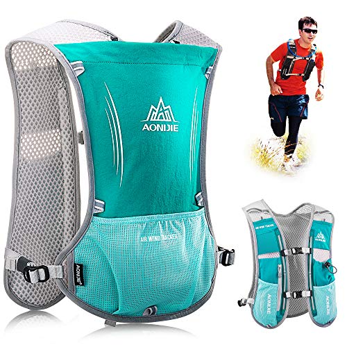 HINATAA 5L Multifunción Mochilas de Hidratación,Súper Ligero Chalecos de Hidratación Malla Transpirable, Correas Ajustables Hydration Mochila, para Hacer Senderismo, Escalar, Maratones (Verde)