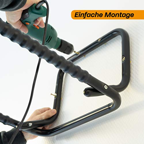 Hinrichs Soporte Bicicletas Pared 2 Bicis (máx. 55 kg) - Colgar Bici Pared Horizontal - Soporte Bici Plegable Incluye un Limpiador para la Cadena de la Bicicleta