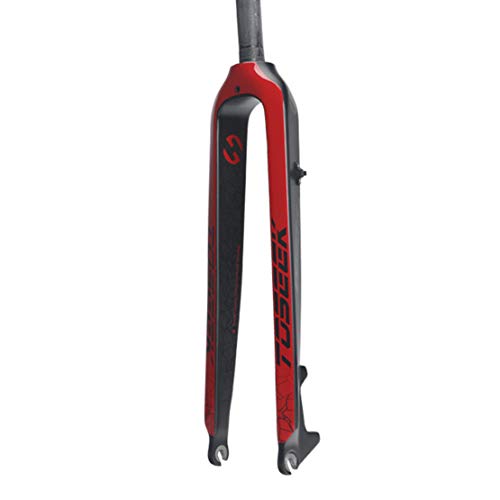 HIOD Ultraligero Fibra de Carbon Horquilla de Bicicleta Rígido Freno de Disco Derecho Tubo Horquilla,Red,26