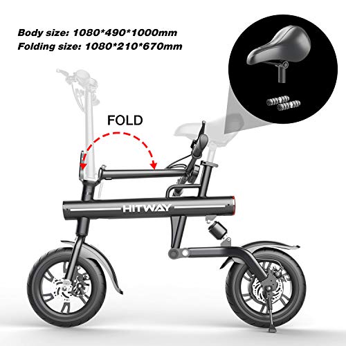 HITWAY Bicicleta eléctrica Bicicleta eléctrica Plegable URBANBIKER Fabricada en Aluminio de aviación Plegable, 7,5 Ah, Motor 250 W, Alcance hasta 45 km BK1-HW (negro1)