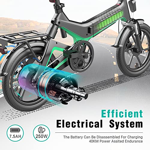 HITWAY Bicicleta eléctrica GEARSTONE, Ligera, 250 W, Plegable, eléctrica, con Asistencia de Pedal, con batería de 7,5 Ah, 16 Pulgadas, para Adolescentes y Adultos