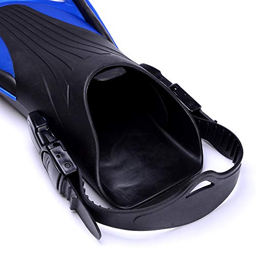 HIXISTO NatacióN Aletas，Aletas De Entrenamiento Aletas de Buceo Aletas Abiertas Talón de Aletas con Correa Ajustable para Equipos para Flipper de natación Adulta (Color : Blue, Size : Large/X-Larege)