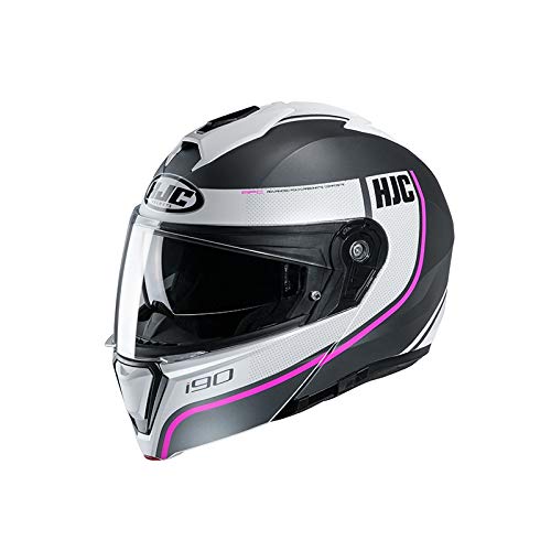 HJC NC Casco per Moto, Womens, Negro/Blanco/Rosa, L