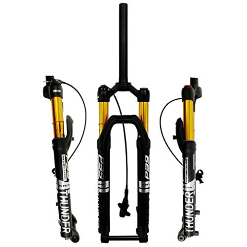 HJRD Horquilla neumática Horquilla de suspensión para Bicicleta de 27.5"29" MTB 1-1/8"Dirección Recta Recorrido de 100 mm Eje de 15x100 mm Horquilla de Bicicleta con Bloqueo Remoto