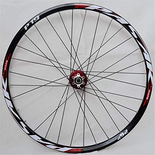 HJRD Montaña Juego De Ruedas, 26/27.5/29 Pulgadas Rueda De Bicicleta Llanta MTB De Aleación Aluminio De Doble Pared Lanzamiento Rápido Freno De Disco 7-11 Velocidad 32H(red27.5)