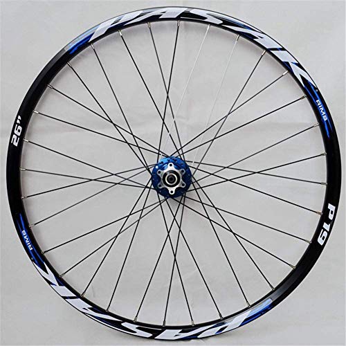 HJRD Montaña Juego De Ruedas, 26/27.5/29 Pulgadas Rueda De Bicicleta Llanta MTB De Aleación Aluminio De Doble Pared Lanzamiento Rápido Freno De Disco 7-11 Velocidad 32H(blue27.5)