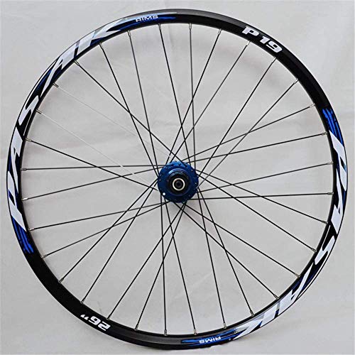 HJRD Montaña Juego De Ruedas, 26/27.5/29 Pulgadas Rueda De Bicicleta Llanta MTB De Aleación Aluminio De Doble Pared Lanzamiento Rápido Freno De Disco 7-11 Velocidad 32H(blue27.5)