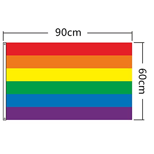 HLJS Bandera de arco iris gay Pride Progress Pride Rainbow Bandera, grande para interiores y exteriores, LGBT, perfecta para el Día del Orgullo Gay, decoración de festivales, 90 x 150 cm
