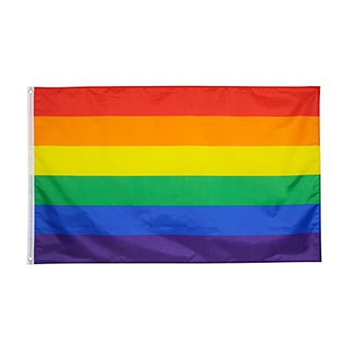 HLJS Bandera de arco iris gay Pride Progress Pride Rainbow Bandera, grande para interiores y exteriores, LGBT, perfecta para el Día del Orgullo Gay, decoración de festivales, 90 x 150 cm