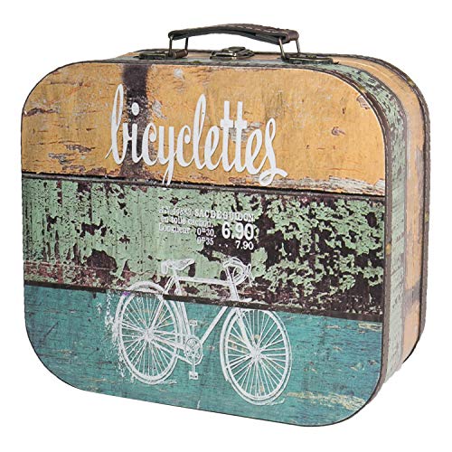 HMF VKO200 Maleta Vintage de Madera | 32 x 29,5 x 12 cm | Grande | Decoración Bicicleta